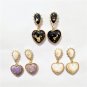 Korean Elegant Classy Heart Drop Earrings Gold Foil Jewelry Kawaii Cute Love