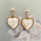 Korean Elegant Classy Heart Drop Earrings Gold Foil Jewelry Kawaii Cute Love