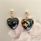 Korean Elegant Classy Heart Drop Earrings Gold Foil Jewelry Kawaii Cute Love