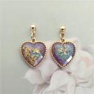 Korean Elegant Classy Heart Drop Earrings Gold Foil Jewelry Kawaii Cute Love
