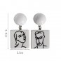 Handmade Korean Face Abstract Asymmetrical Drop Earrings White Geometrical Jewelry Japanese