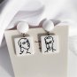 Handmade Korean Face Abstract Asymmetrical Drop Earrings White Geometrical Jewelry Japanese