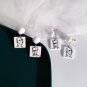 Handmade Korean Face Abstract Asymmetrical Drop Earrings White Geometrical Jewelry Japanese