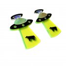 UFO Spaceship Drop Earrings Alien Neon Cow Space Jewelry Accessories