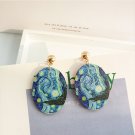 Wood Renaissance Oil Painting Portraits Art Stud Earrings Jewelry Harajuku Korean