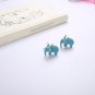Funny Cute Ethnic Thailand Blue Elephant Star Stud Earring Womens Girls