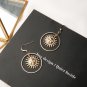 Handmade Gold Sun Apollo Helois Drop Earrings Geometric Loop Sun Face Dangle Earrings