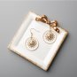 Handmade Gold Sun Apollo Helois Drop Earrings Geometric Loop Sun Face Dangle Earrings