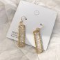 Transparent Oil Dripping Glitter Gem Gold Edge Rectangle Geometric Dangle Earrings