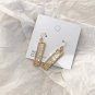 Transparent Oil Dripping Glitter Gem Gold Edge Rectangle Geometric Dangle Earrings