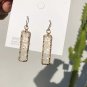 Transparent Oil Dripping Glitter Gem Gold Edge Rectangle Geometric Dangle Earrings