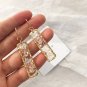 Transparent Oil Dripping Glitter Gem Gold Edge Rectangle Geometric Dangle Earrings