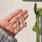 Transparent Oil Dripping Glitter Gem Gold Edge Rectangle Geometric Dangle Earrings