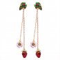 Handmade Sweet Cute Strawberry Flower Fruit Leaf Earring Long Chain Tussel Drop Earrings