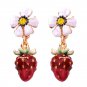 Handmade Sweet Cute Strawberry Flower Fruit Leaf Earring Long Chain Tussel Drop Earrings