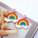 Handmade Exaggerated Rainbow Clouds Colorful Acrylic Drop Earrings Kawaii Japanese Korean
