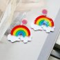 Handmade Exaggerated Rainbow Clouds Colorful Acrylic Drop Earrings Kawaii Japanese Korean