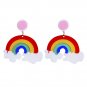 Handmade Exaggerated Rainbow Clouds Colorful Acrylic Drop Earrings Kawaii Japanese Korean