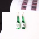 Handmade Korean Green Soju Beer Earrings Drink Drop Dangle Cute Kawaii Jewelry