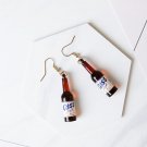 Handmade Korean Brown Soju Beer Earrings Drink Drop Dangle Cute Kawaii Jewelry