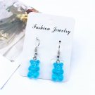 Handmade Blue Gummy Bear Drop Earrings Kawaii Cute Sweet Candy Food Korean Japanese Jewelry