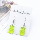 Handmade Green Gummy Bear Drop Earrings Kawaii Cute Sweet Candy Food Korean Japanese Jewelry