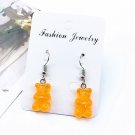 Handmade Orange Gummy Bear Drop Earrings Kawaii Cute Sweet Candy Food Korean Japanese Jewelry