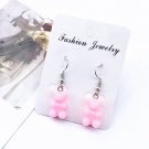 Handmade Pink Gummy Bear Drop Earrings Kawaii Cute Sweet Candy Food Korean Japanese Jewelry