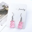 Handmade Pink Gummy Bear Drop Earrings Kawaii Cute Sweet Candy Food Korean Japanese Jewelry
