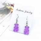 Handmade Purple Gummy Bear Drop Earrings Kawaii Cute Sweet Candy Food Korean Japanese Jewelry