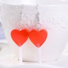 Handmade Kawaii Red Lollipop Drop Earrings Kawaii Cute Candy Japanese Korean Pastel