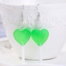 Handmade Kawaii Green Lollipop Drop Earrings Kawaii Cute Candy Japanese Korean Pastel