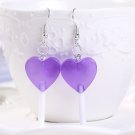 Handmade Kawaii Purple Lollipop Drop Earrings Kawaii Cute Candy Japanese Korean Pastel