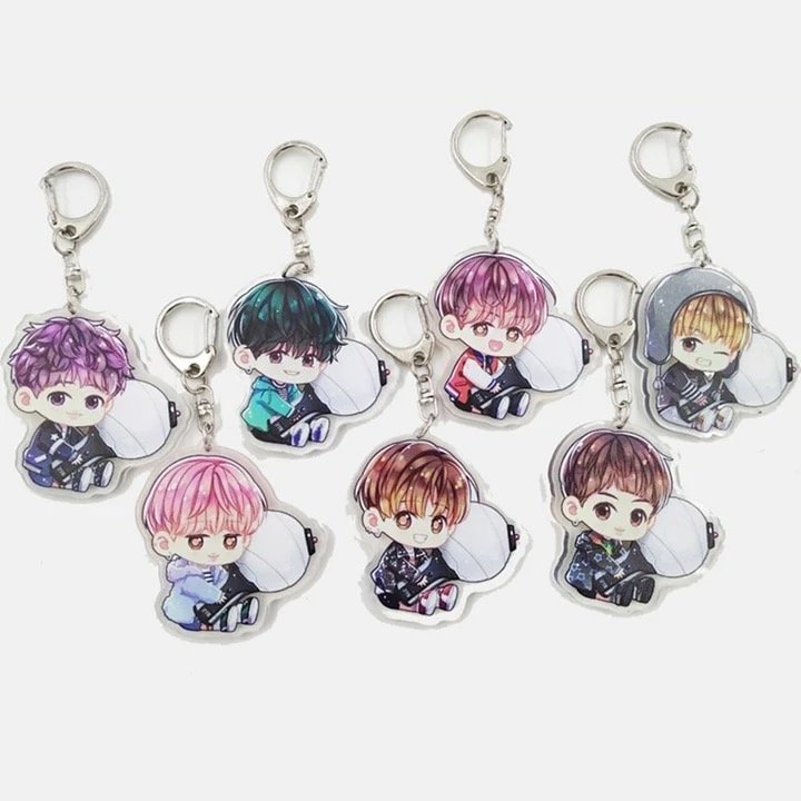 Bts Bangtan Boys Chibi Cartoon Acrylic Keychain Keyring Kpop Army Bomb 