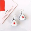 Handmade Japanese Sushi Onigiri Food Drop Earrings Kawaii Cute Korean Rice Balls Funny Jewelry