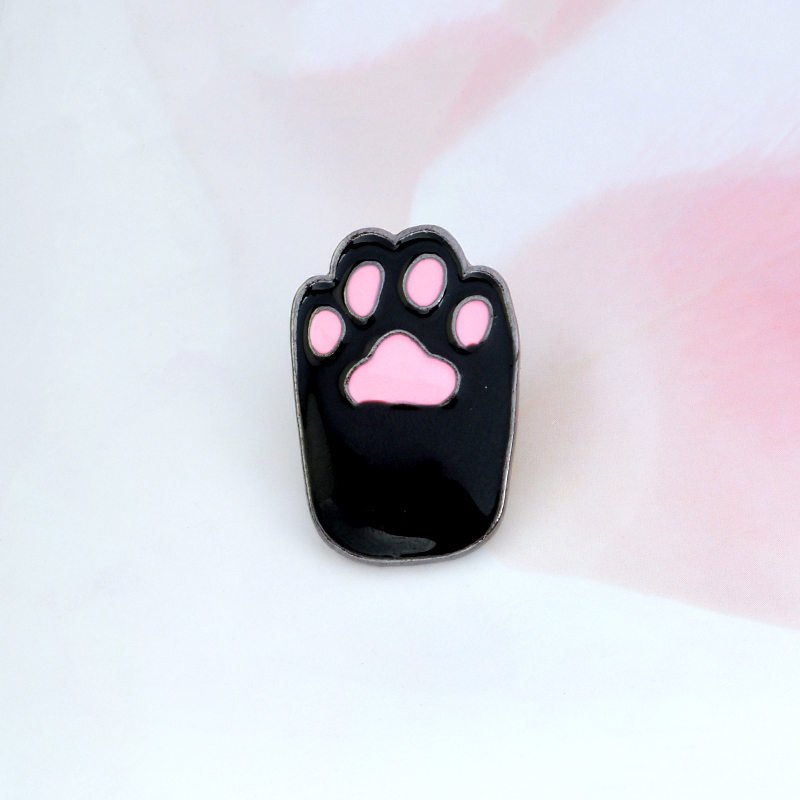 Black Cute Cat Paw Enamel Pin Brooches Lapel Badge Jewelry Accessories Cat Lovers Kitten Animal