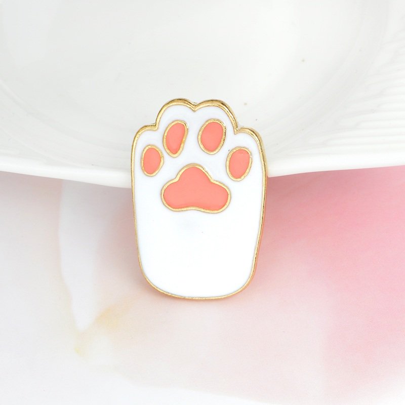 White Cute Cat Paw Enamel Pin Brooches Lapel Badge Jewelry Accessories Cat Lovers Kitten Animal