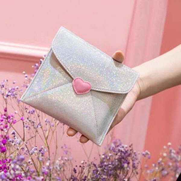 Kawaii Cute Bentoy Silver Sparkling Glitter Sanitary Bag Pads Tampons Pouch Napkin Makeup Bag
