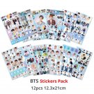 12 Packs BTS Bangtan Boys Sticker Sheet Decal Stationery School Supplies Scrapbooking Kpop