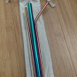 Environmental Rainbow 5pcs Reusable Stainless Steel Straw Metal Smoothies Boba with Brush Bag