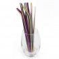 Environmental Gold 5pcs Reusable Stainless Steel Straw Metal Smoothies Boba with Brush Bag