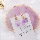 Korean Statement Irregular Amethyst Crystal Gem Stone Earrings Metal Knot Asymmetric Jewerly