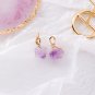 Korean Statement Irregular Amethyst Crystal Gem Stone Earrings Metal Knot Asymmetric Jewerly