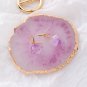 Korean Statement Irregular Amethyst Crystal Gem Stone Earrings Metal Knot Asymmetric Jewerly