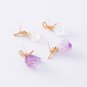 Korean Statement Irregular Amethyst Crystal Gem Stone Earrings Metal Knot Asymmetric Jewerly
