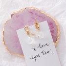 Korean Statement Irregular Quartz Crystal Gem Stone Earrings Metal Knot Asymmetric Jewerly