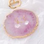 Korean Statement Irregular Quartz Crystal Gem Stone Earrings Metal Knot Asymmetric Jewerly