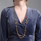 Vintage Insect Bugs Long Chain Necklace Brass Acrylic Crystal Glass Women Fashion Jewelry