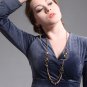 Vintage Insect Bugs Long Chain Necklace Brass Acrylic Crystal Glass Women Fashion Jewelry