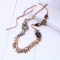 Vintage Insect Bugs Long Chain Necklace Brass Acrylic Crystal Glass Women Fashion Jewelry